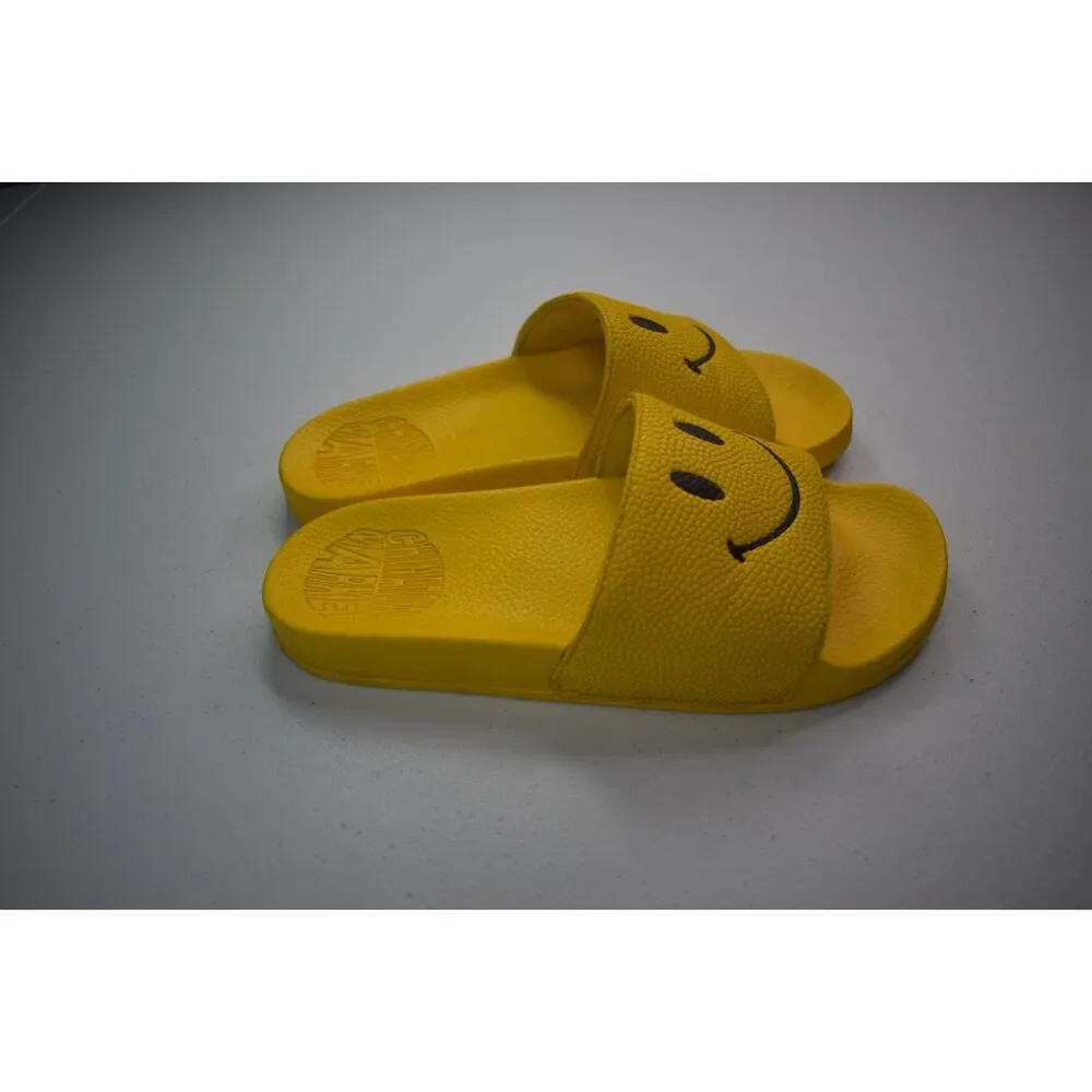 Chinatown Market Smiley Face Slides Yellow Happy Face Mens 6